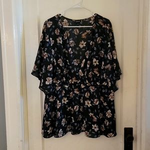 Floral, Black Blouse